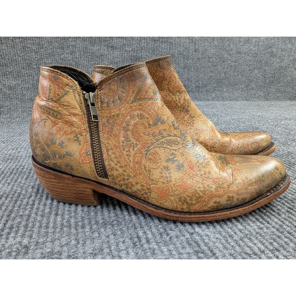 Liberty Black Western Ankle Boots Womens 11 Tan Paisley Western Cowgirl‎ Boho - Picture 3 of 10